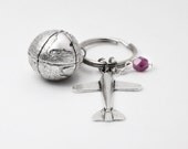 Airplane Key Chain, Globe Key Chain, Globe Key Ring