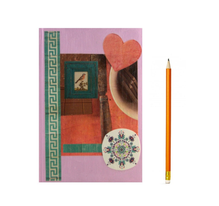 Journal Notebook Diary Notepad - Light Purple, Pink & Turquoise - 5 in by 7 in with 80 lined sheets - Anthropologie Style