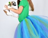Youth Size 10 to 16 - Long Tutu Skirt - Aqua Tutu - PEACOCK - Wedding - Ballet - Photo Shoot - Flower Girl - Bridesmaid