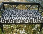 Wood Bench Vintage Upholstered Bench Federal Crossed Arrows Vintage Bench