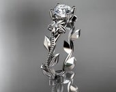 Unique platinum diamond floral wedding ring,engagement ring ADLR223