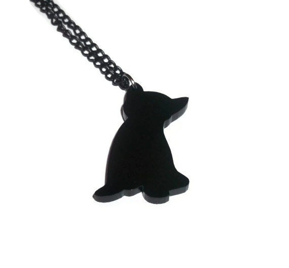 Kitty Necklace, Cute Black Cat Laser Cut Jewelry, Kawaii Kitten