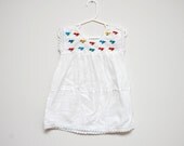 Vintage white Mexican boho embroidered girl's dress