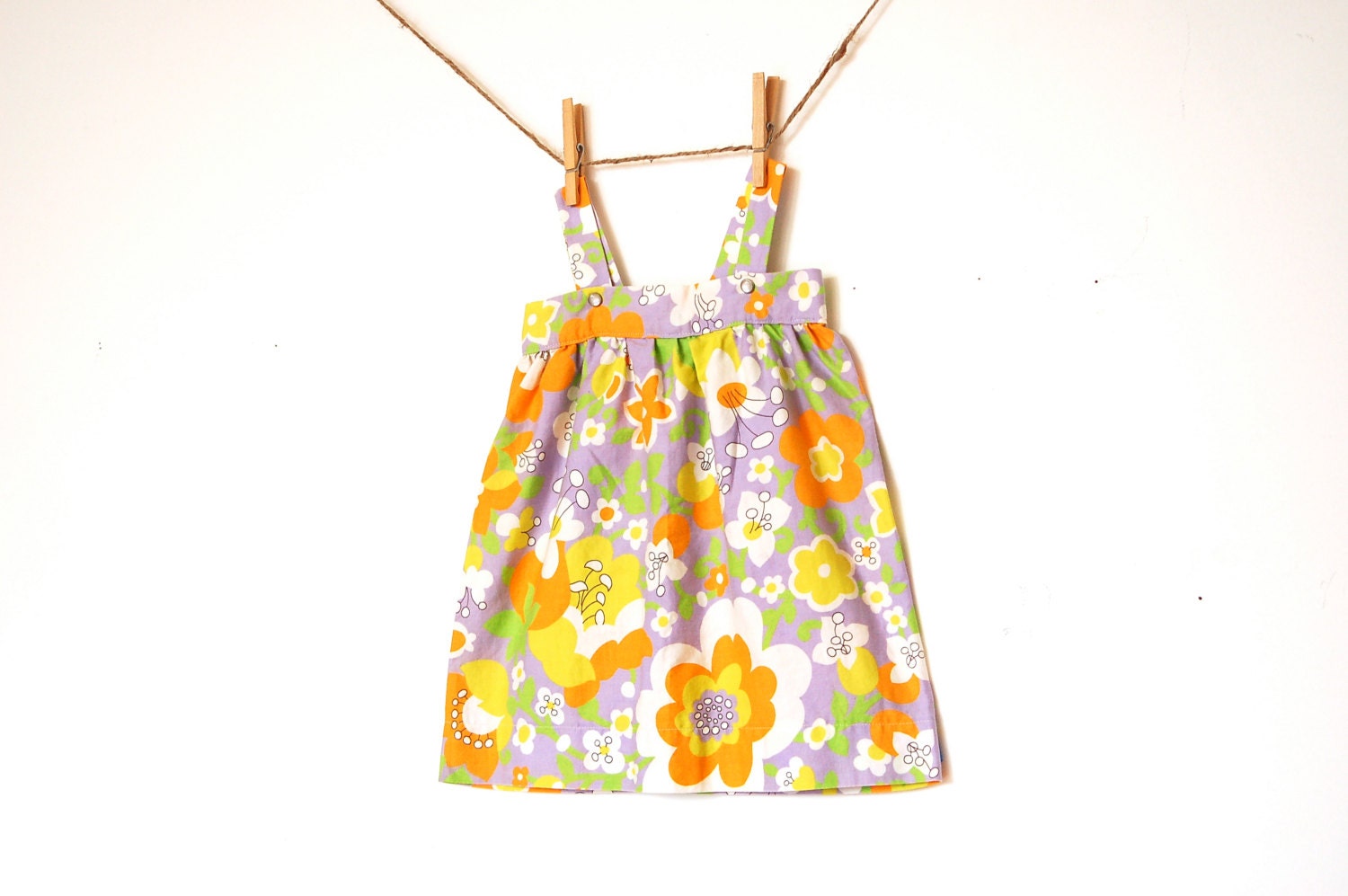 Vintage Mod Floral Apron Dress 'Cora' / 12-18 months / OOAK / Ready to Ship