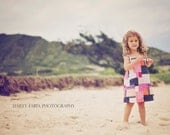 Girls Sun Dress / Pink and Blue Patchwork / 12 months to 5T