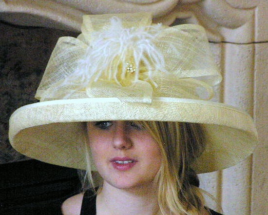 Lemon Sinamay Kentucky Derby Hat, Church Hat, Garden Party Hat