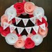 Baby Wreath - Nursery Wreath - It's A Girl Pendant Bunting Felt Flower Wreath in Pink and White with Pearls