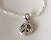 fine silver peace sign necklace /pendant / handmade jewelry / metalwork by girlthree /retro style