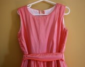 Girl's vintage coral pink party dress / Vintage 90's dress / Princess Dress / Size 7/8