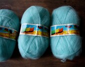 Vintage yarn / four balls of yarn / Baby soft sea foam aqua blue / Made in Spain /Knitting Crochet Craft Supplies