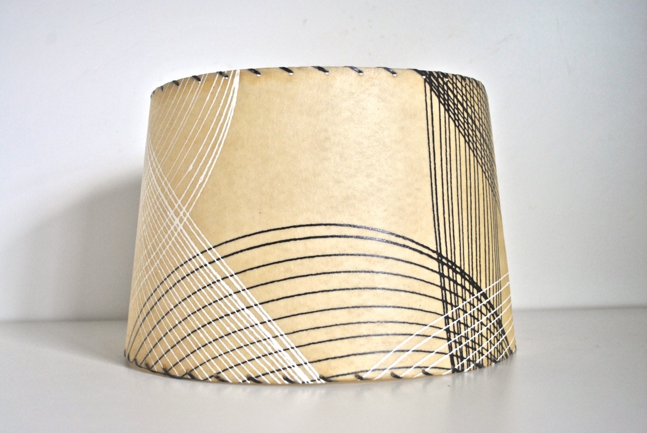 Mid Century Lampshade -  Parchment with Atomic Design - Mad Men