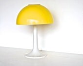 Mid Century Modern Table Lamp - Yellow and White Atomic Mushroom Table Lamp