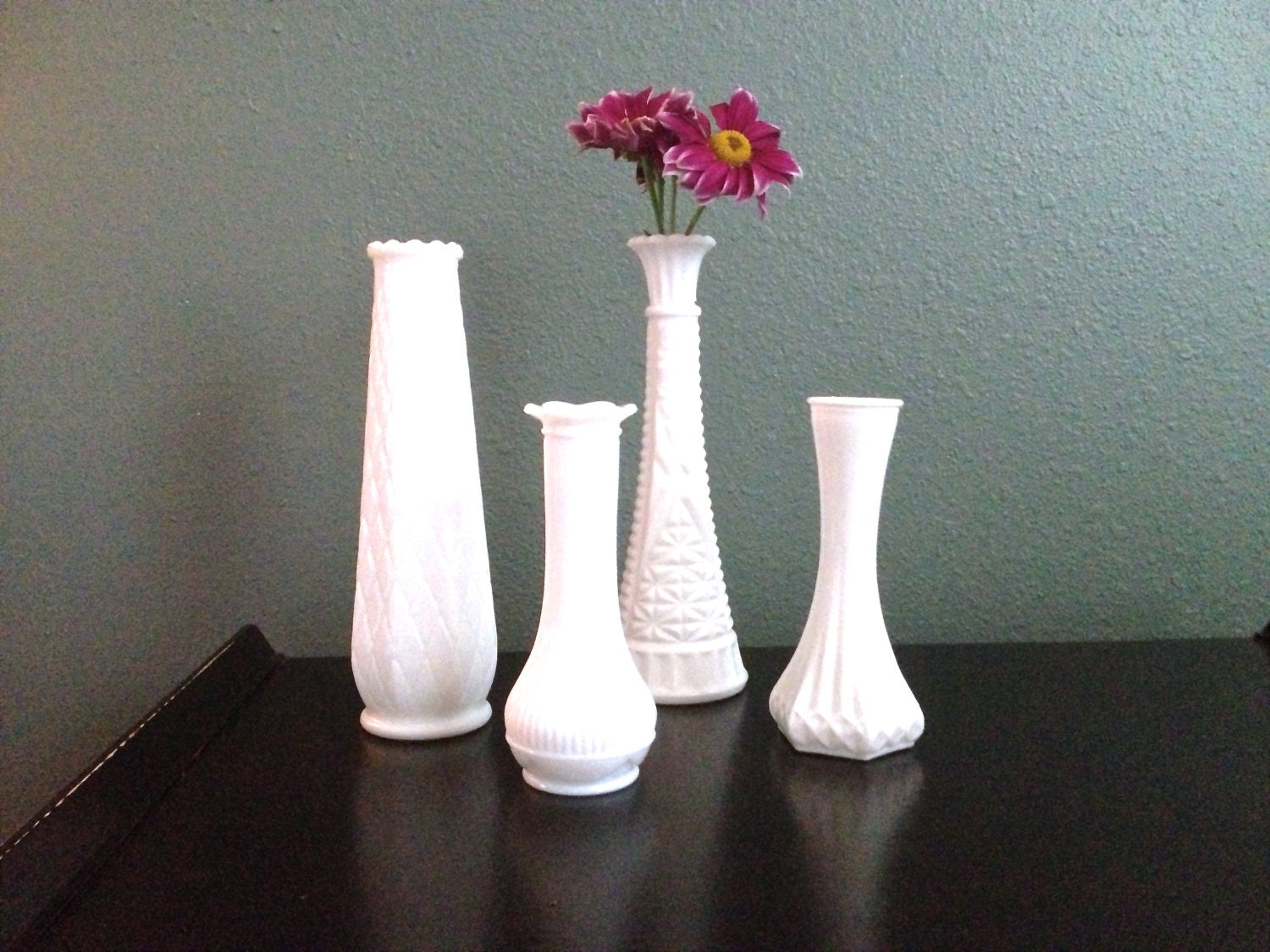 Milk Glass Vase Collection - Set of 4