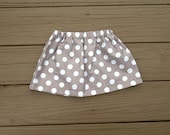 Girls twirly skirt. Grey and white or any color mod polka dot fabric. Custom Boutique children's clothing. By EverythingSorella.