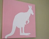KANGAROO Painting on Canvas in Silhouette with Baby Joey