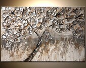 ORIGINAL Abstract Contemporary The Giving Tree Acrylic Painting Heavy Palette Knife Texture by Osnat Ready to Hang 36x24