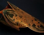 medieval etched cuff - copper elven cuff - armour cuff - futurisic