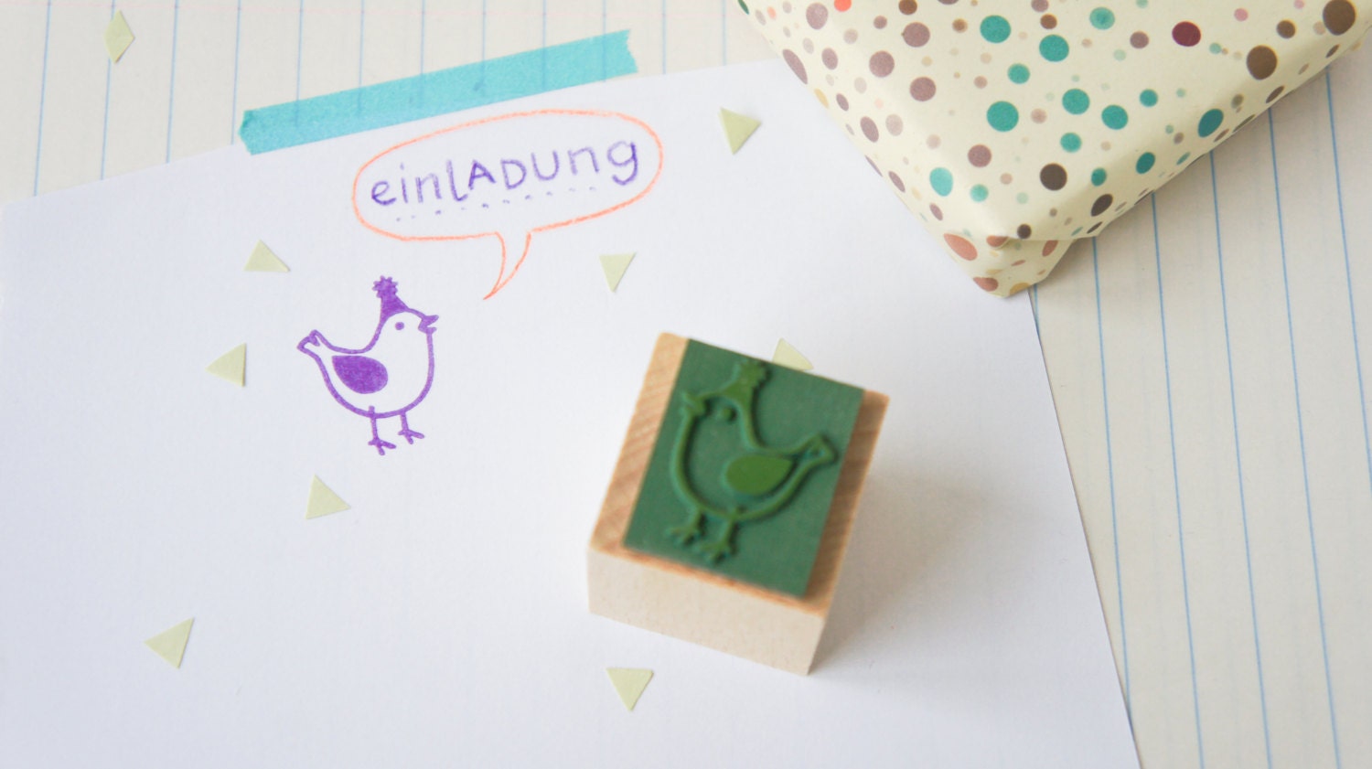Eco-friendly rubber stamp "Party Bird"
