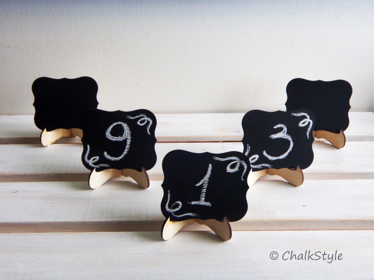 5 CHALKBOARDS with STAND Wedding Table Numbers Wedding Decor, Mini Scroll Chalk Boards, Gift Tags, Favor Tags Il_170x135