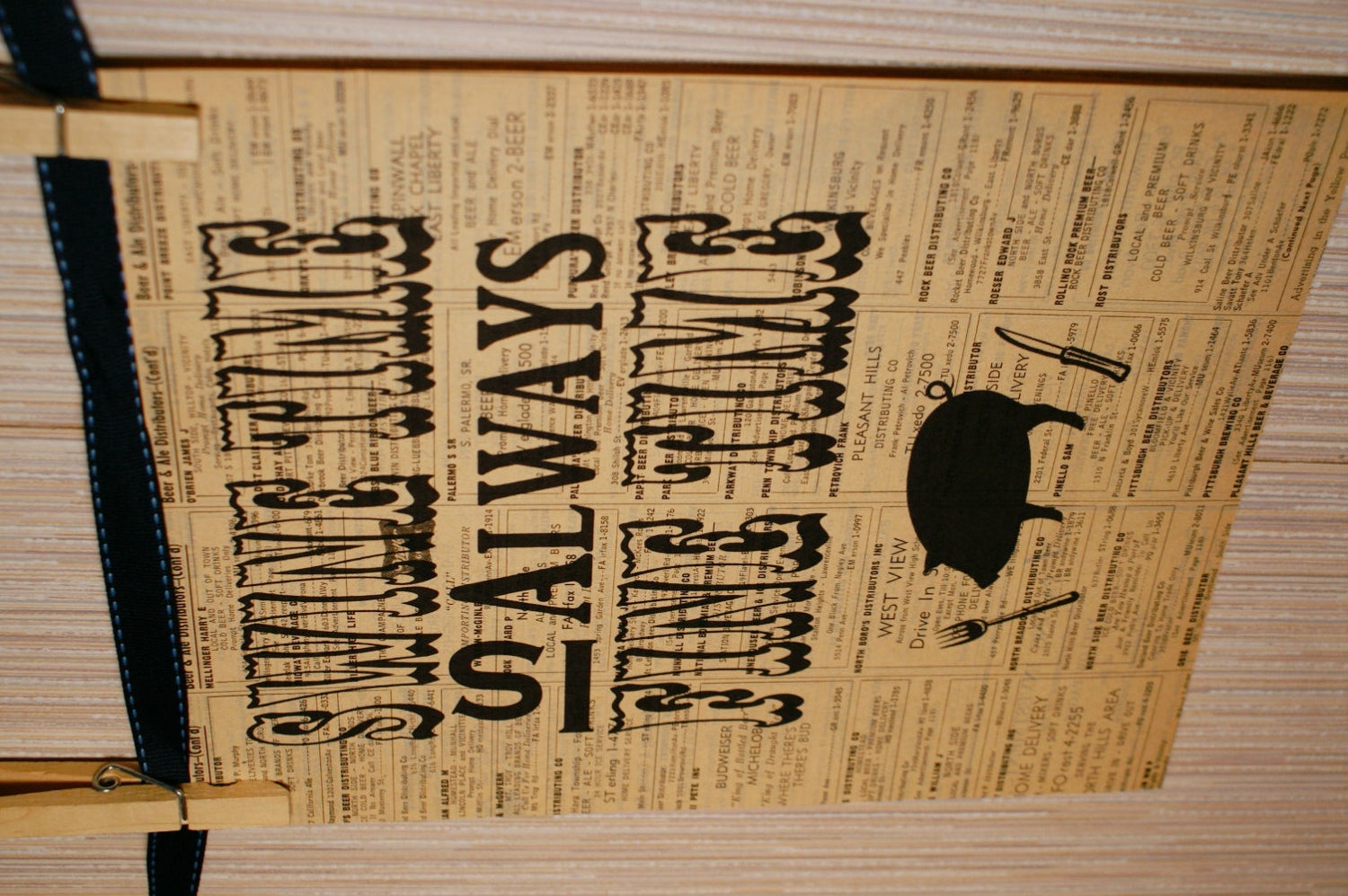 Book Page Typography Print- Swine Time Is Always Fine Time- Bacon Love, Pork Love, Foodie Print, Kitchen Decor