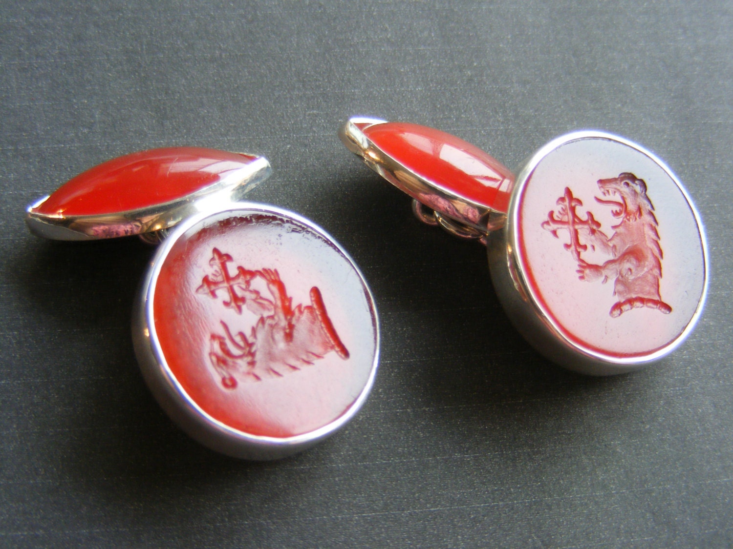 Custom Engraved Gemstone And sterling Silver Cufflinks