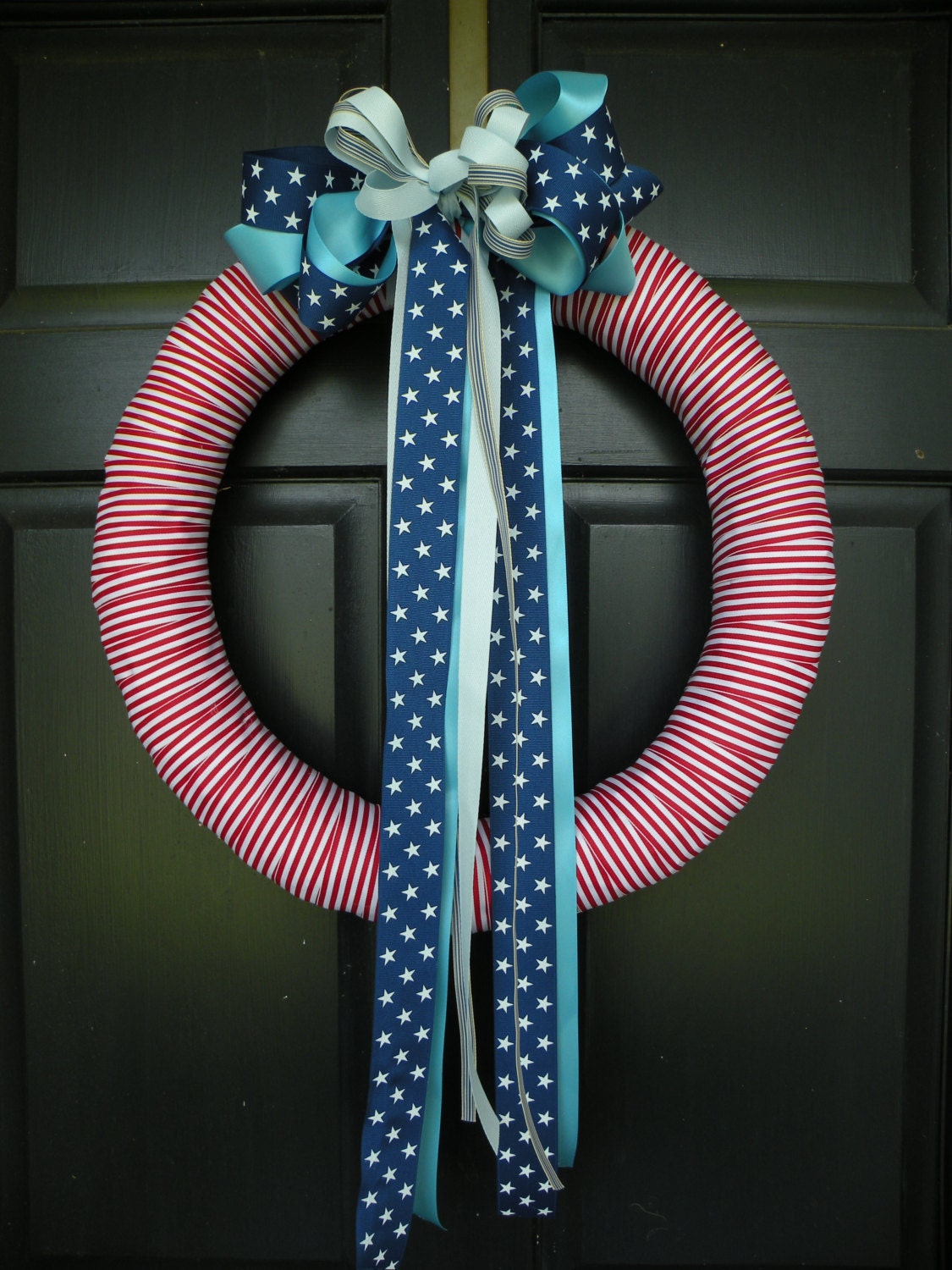 Patriotic Memorial Day Fourth of July Ribbon Wreath