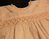 White Smocked Baby Dress with Lace Trim