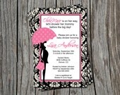Black Damask Pink Baby Shower Invitation Card  - You Print