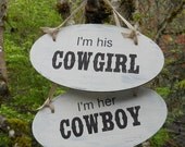 Pair of WEDDING CHAIR SIGNS, Country, Cowboy, Cowgirl, Barn Wedding Photo Prop, Vintage, Antique, Rustic, Shabby Chic Style