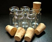 5 Wide Glass Bottle Vials with Cork. Size 1 1/2 inch tall Vial. Item - 2140