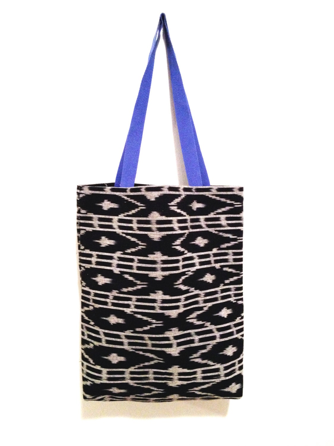 Black and grey ikat tote