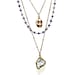 Brillig. Long three layer Talisman necklace in purple and gold. 24K gold vermeil dipped skull, irregular keishi pearl and gold filled chain