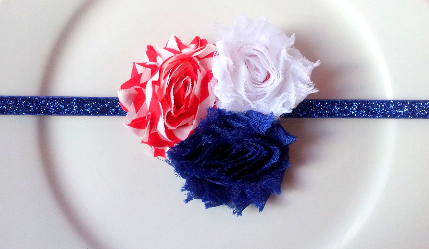 Shabby Flower Headband, Toddler Girl Headbands, Red, Blue, White, Shabby, Baby Girl Headbands, Baby Girl Hair Accessories