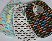 Baby Boy Bibs - Set of 3 - Geekly Moustaches