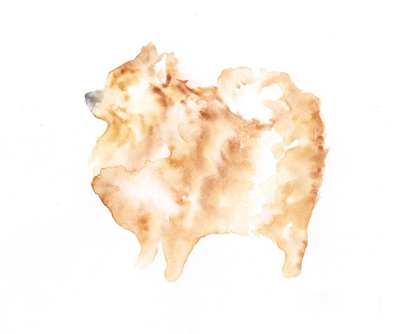 Pomeranian Silhouette - Custom Watercolor 8x10