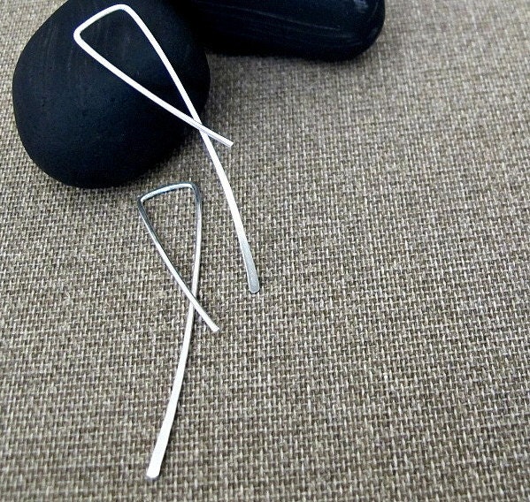 Long Simple Modern Earrings. Lightweight Sterling Silver Earrings. Classic Silver Jewelry. Fashion Boutique