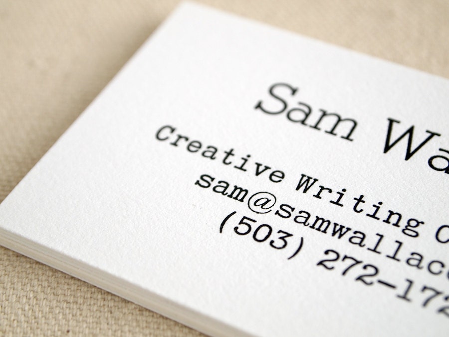 Simple Letterpress Business Cards - Editor Style - Typewriter Font - 50