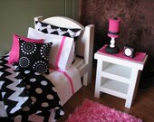 American Girl sized / 18" doll Bedroom Accessories - Nightstand / Runner / Lamp / Alarm Clock / Rug - JUNE SHIPPING
