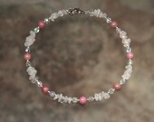 Rose Quartz & Rhodonite Ankle Bracelet - Love - Romance - Reiki Infused