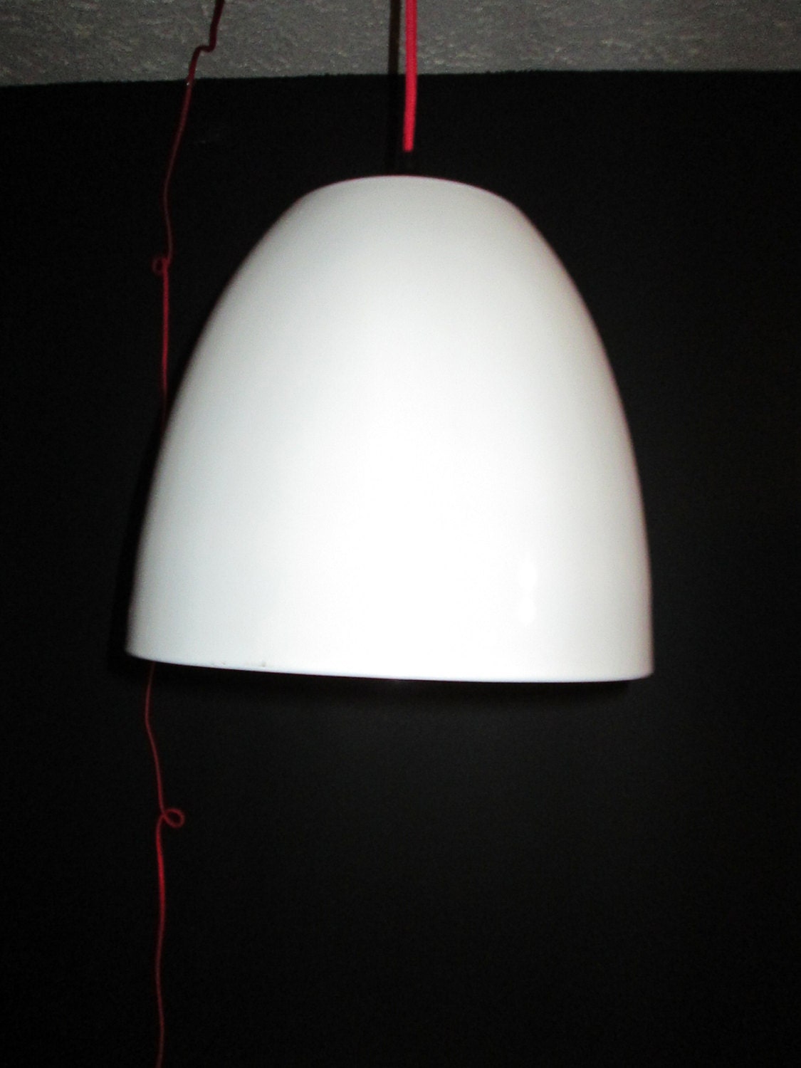 White on white, Dome pendant light, Minimal Modern pendant lighting, up-cycled, re-purposed light white light, minimalist hanging light