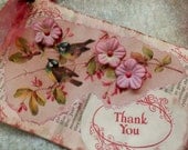 OOAK Mixed Media "THANK YOU" Card/Hang-up - Repurposed - Vintage