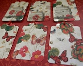 6 Hand Punched Butterfly and Birdcage Tags
