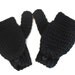 Crochet Fingerless Gloves, Wool blend, Convertible Mittens in Black, READY TO SHIP