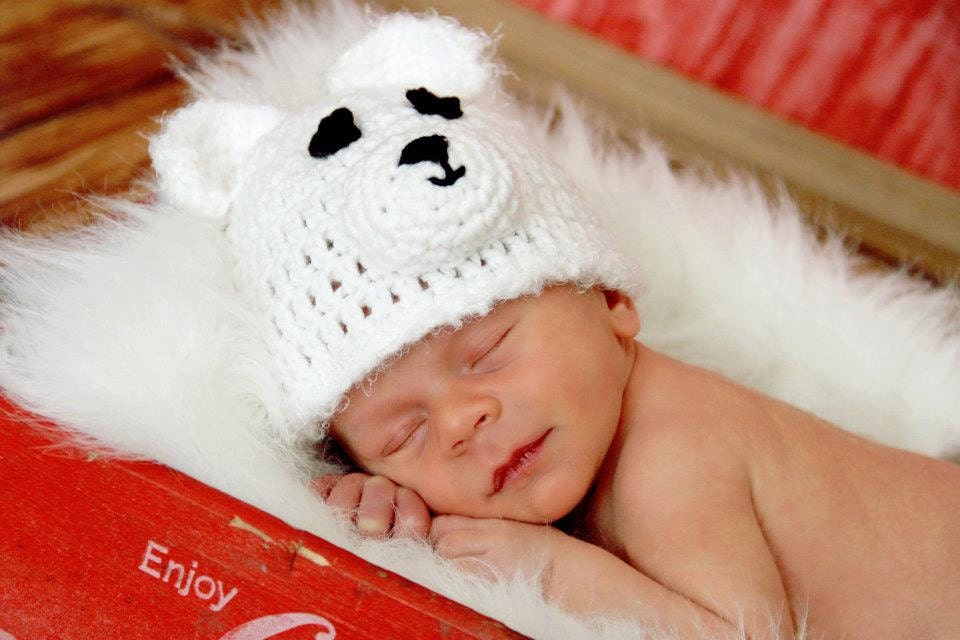 Crochet Polar Bear Hat for Newborn, Baby, Toddler, Child, Adult