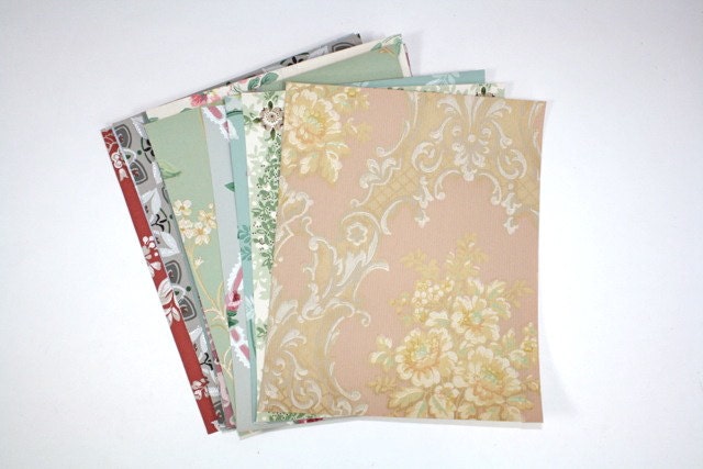 Vintage Wallpaper Sample Collage Pack (12 Sheets, 8 1/2 in. x 10 1/2 in.)
