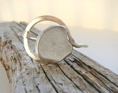 White Sea Glass Sterling Silver Bracelet, Hand Forged Sterling Silver with Hook Closure, Newport Sea Glass, Sea Glass Jewelry