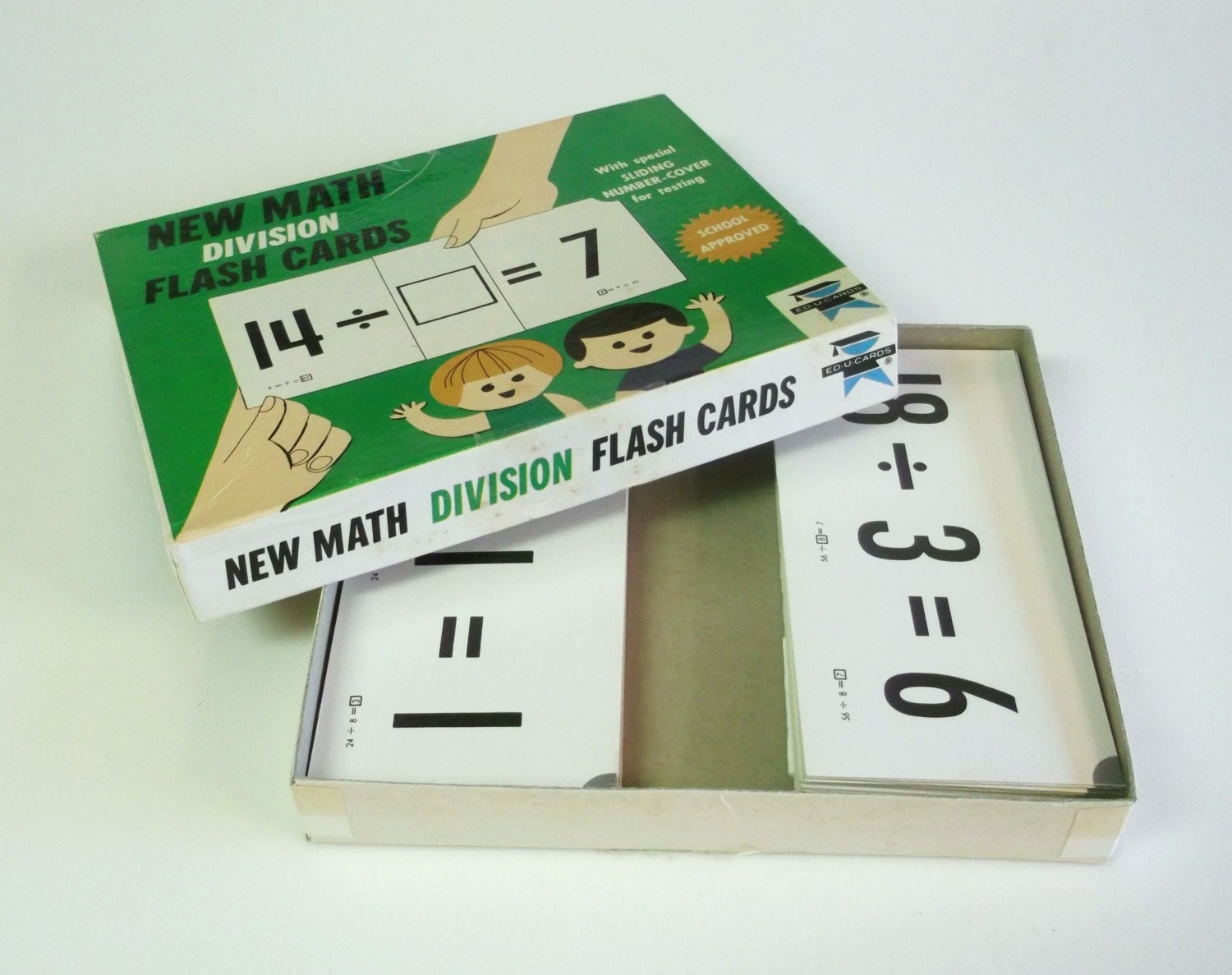 New Math Division Flash Cards, 1966 Copyright, Ed-U-Cards, Math Flashcards, Division Flash Cards, Math Game