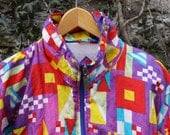 80s Purple / Pink Flag Tie Dye Windbreaker Jacket