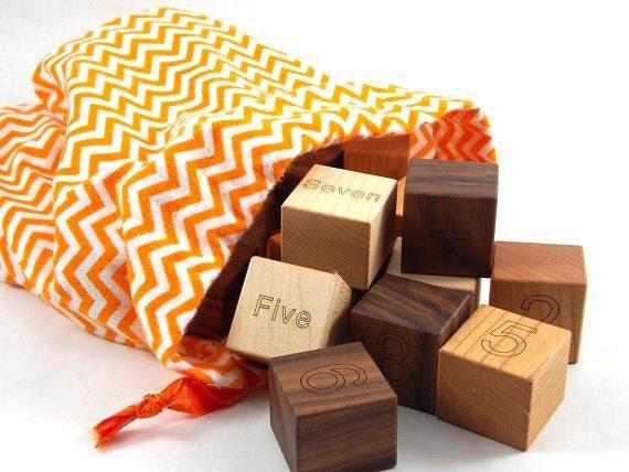 Math Learning Blocks  - Counting and Money - Number Blocks Organic and Natural