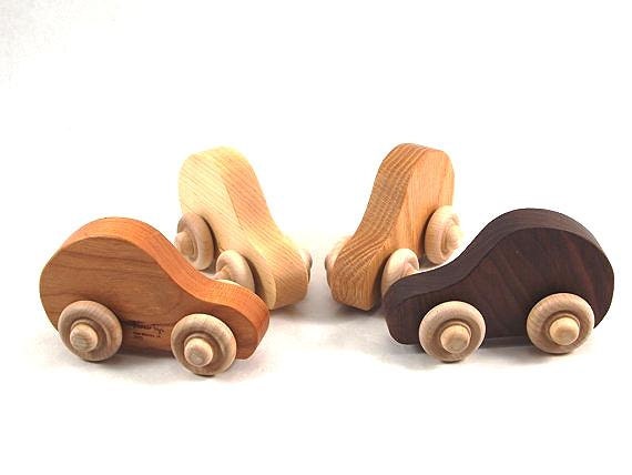 Wood Organic Toy Cars SET OF 4, Natural Wooden Toy Car- Wood Cars, Childrens Wood Toy